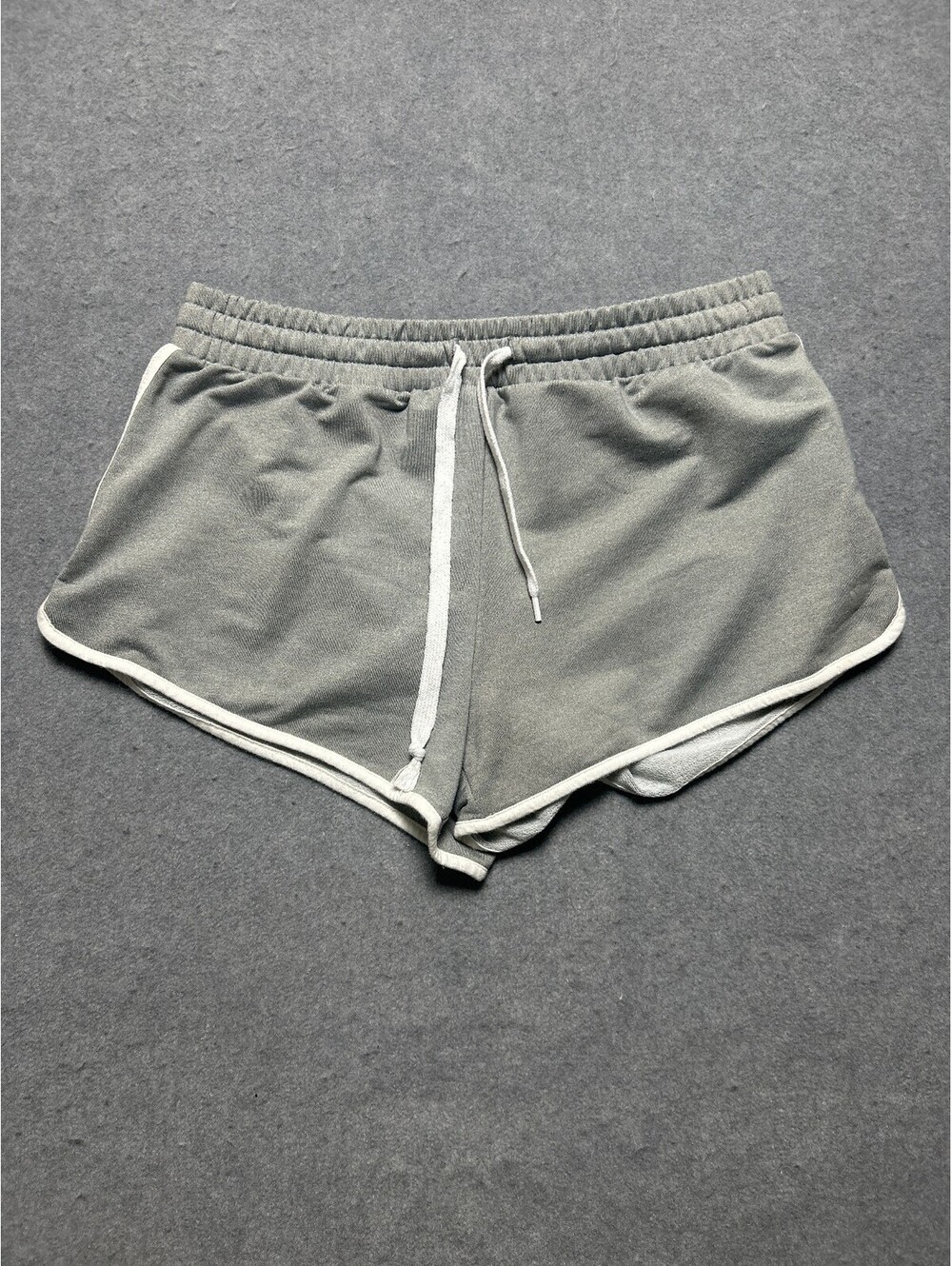 Forever 21 Womens Dolphin Shorts Gray White Trim Drawstring Lounge Medium